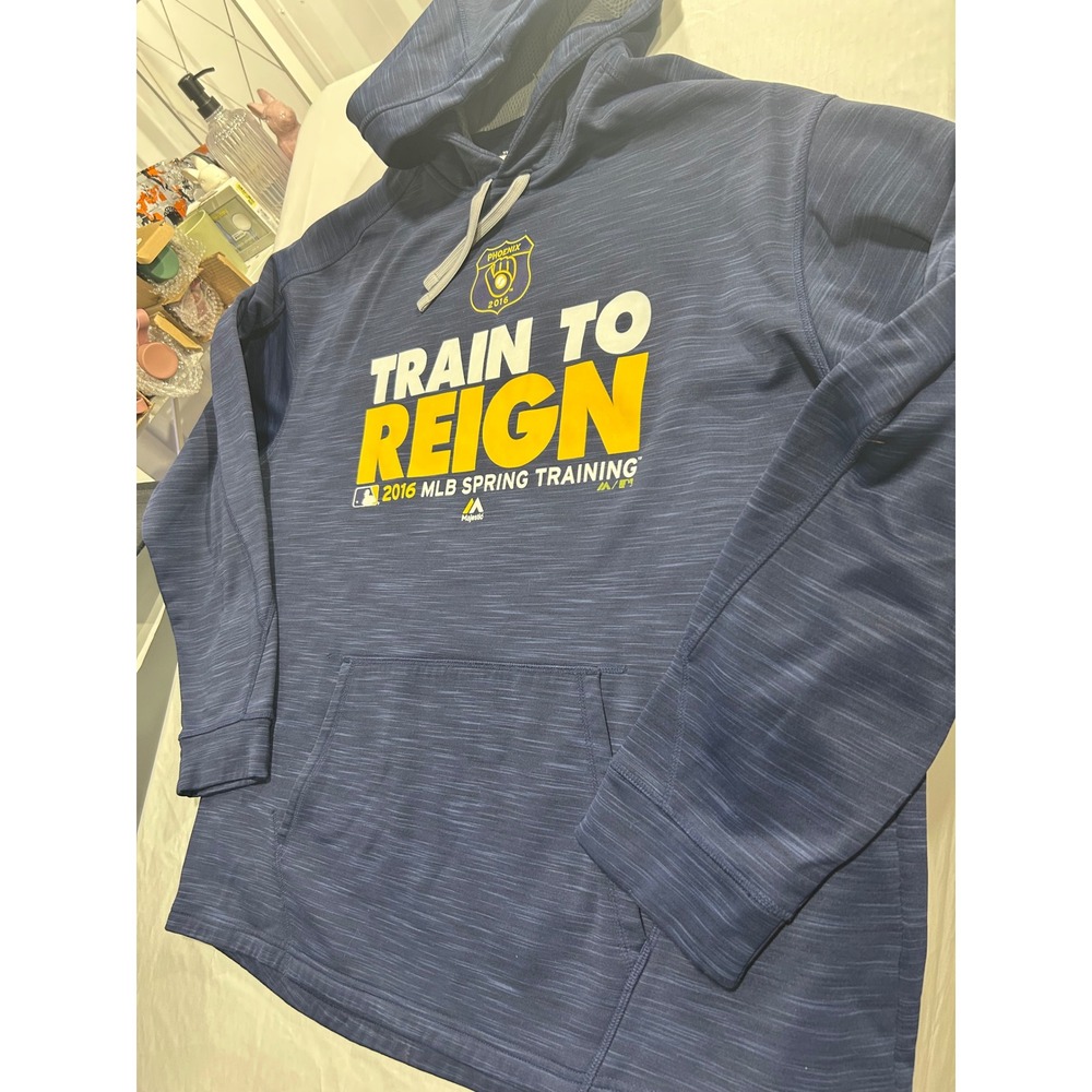 Majestic Milwaukee Brewers MLB 2016 Spring Training Hoodie Navy Blue 2XL